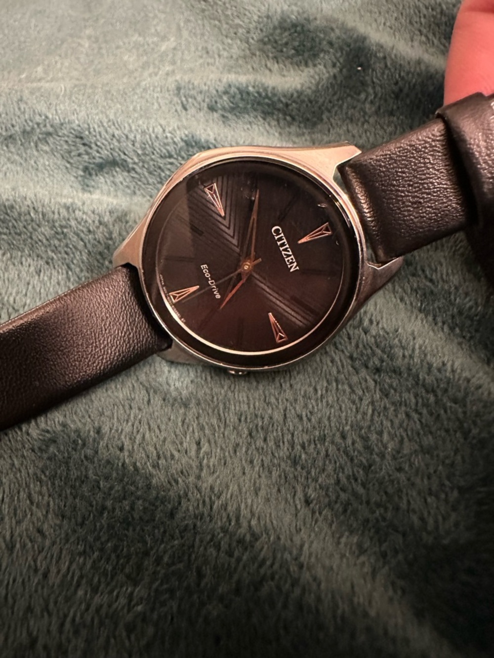 Citizen Black Dial Watch with Rose Gold Markers